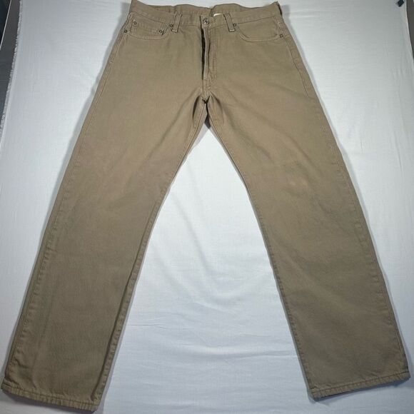 Vintage Levi 501XX Sz 33x32 Button Fly Straight Leg Denim Jeans Beige Tan Mexico